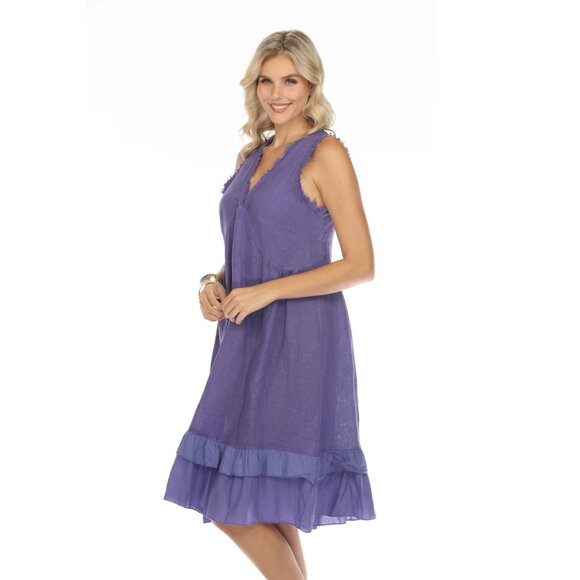 Purple Frayed Style Ruffle Hem Dress - Picture 8 of 13